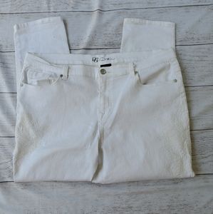 DG2 Diane Gilman white embroidered jeans